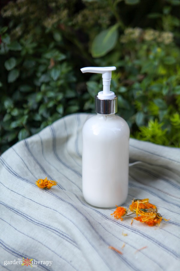 homemade lotion in a pump bottle