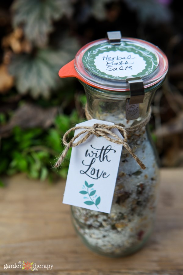 Herbal Bath Salts in Weck Jar with Jute Twine and Label