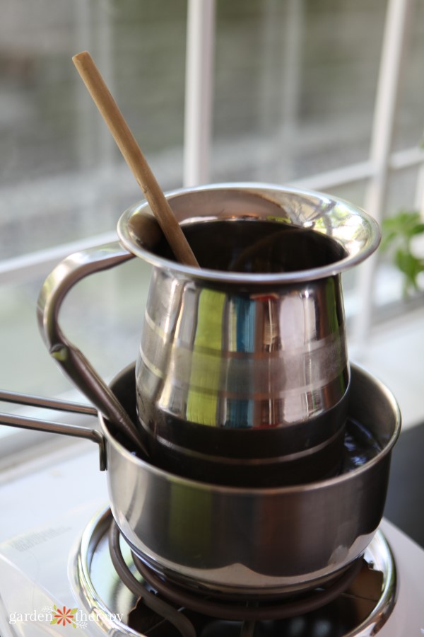 double boiler for making coffee bean massage bars