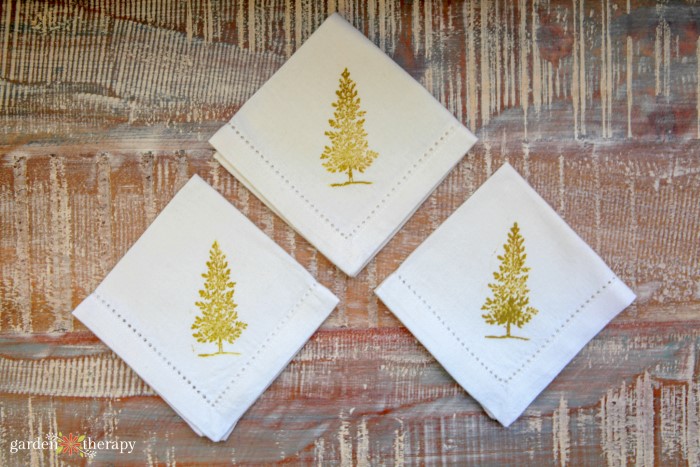 stamped fabric napkins