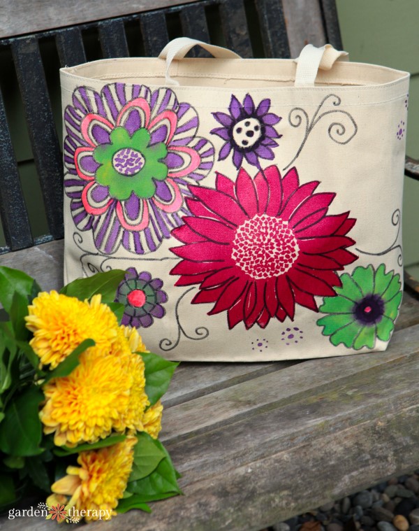 Hand Painted Market Tote Bag