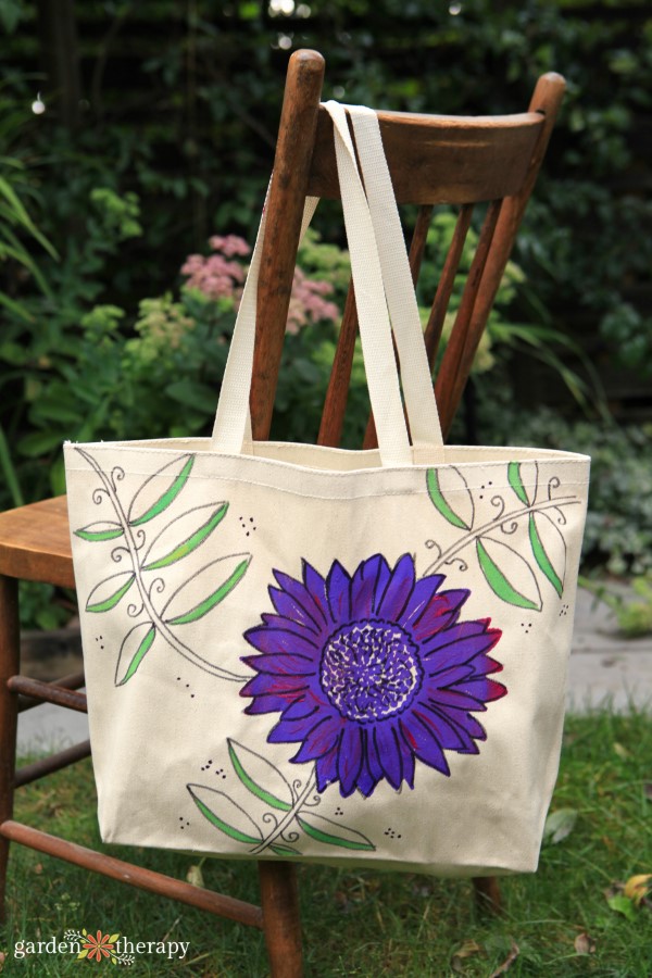 Floral Cotton Canvas Tote Bag: Vintage Style Eco-friendly Grocery Bag