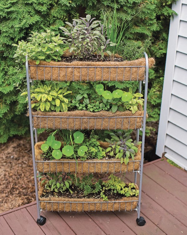 Rolling Utility Cart Planter Vertical Herb Garden