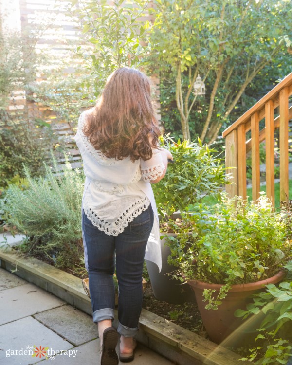 Woman engaging in horticultural therapy for depression