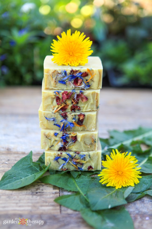 Making Handmade Floral Soap - Cold process with rose clay + dried flowers