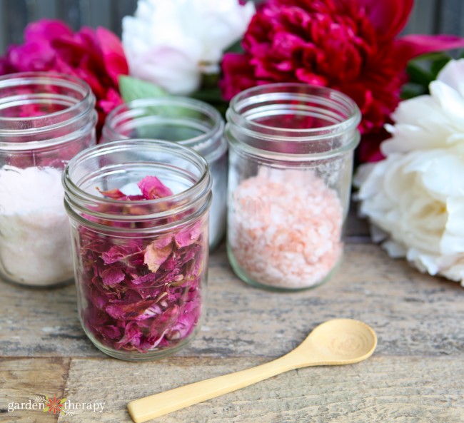 Ingredients to Make Peony Bath Salts