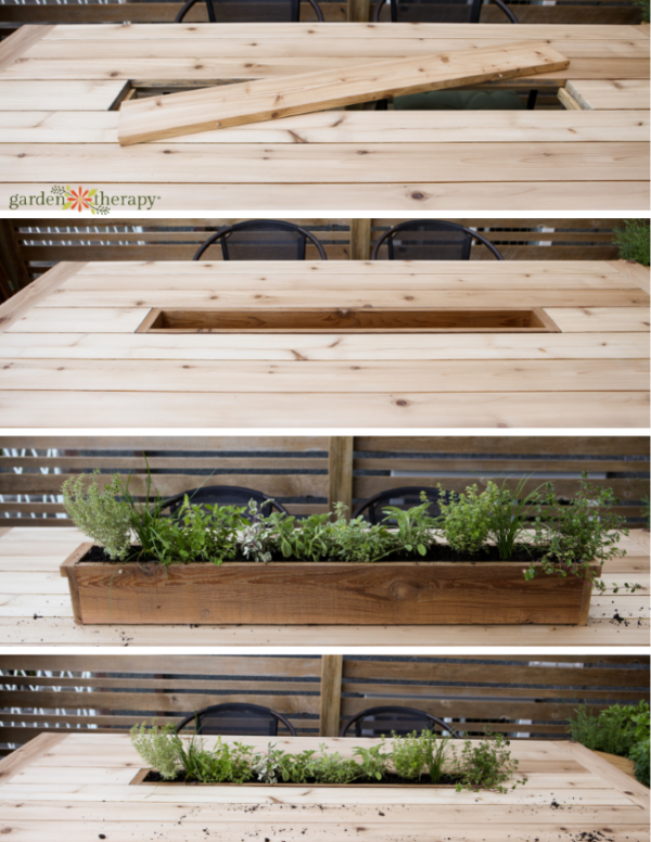 Cedar Outdoor Dining Table with Planter Insert + Building Plans