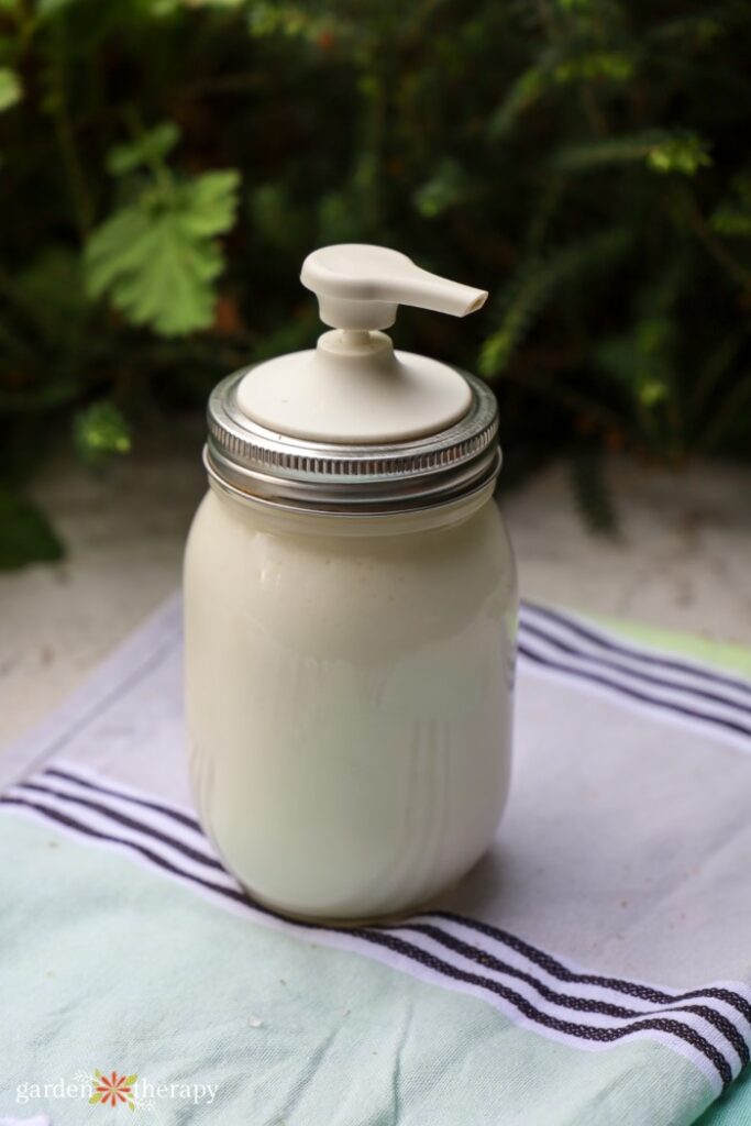 homemade conditioner in a pump bottle