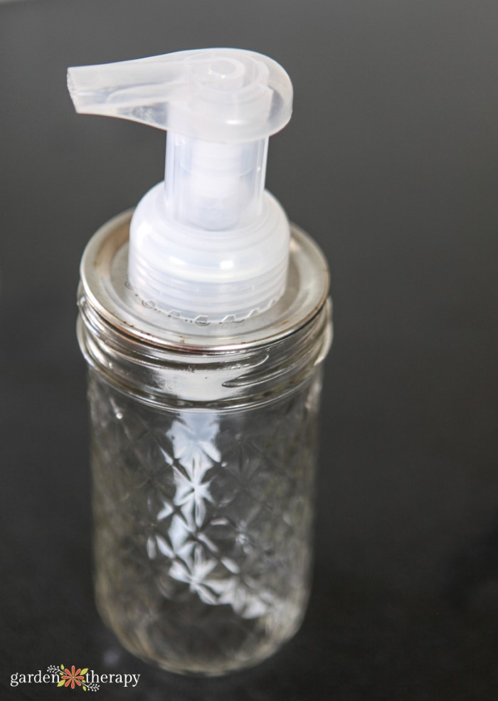 Assemble the Mason jar soap dispenser