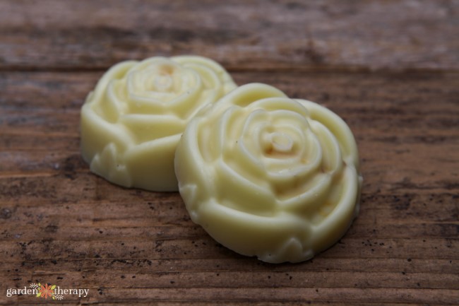 2 rose shaped lotion bars