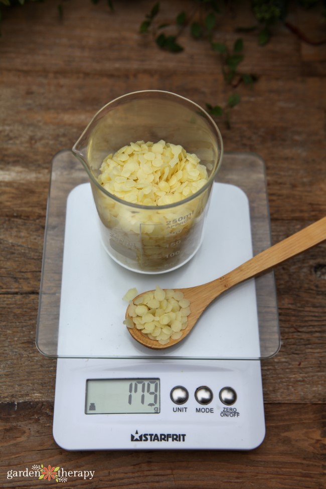 Weighing Beeswax Pastilles or Pellets