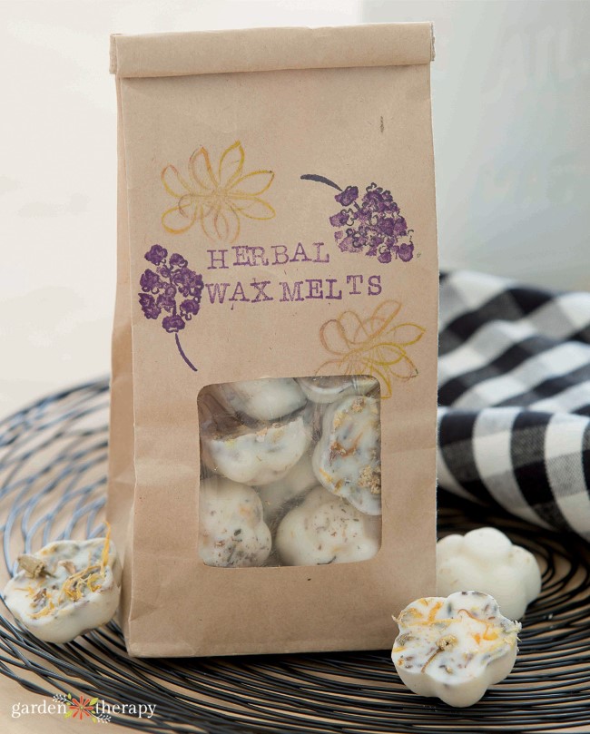 homemade Herbal Wax Melts in a paper bag