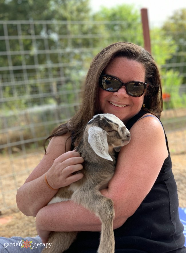 Stephanie and baby goat