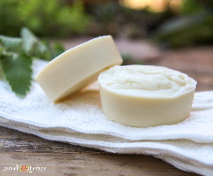 Handmade soap bars on a cloth