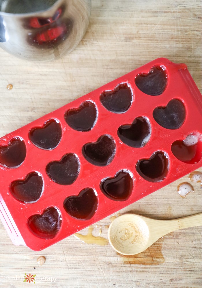 manuka honey lozenges in a heart shaped mold