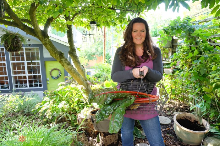 Stephanie Rose Garden Therapy Holding Swiss Chard