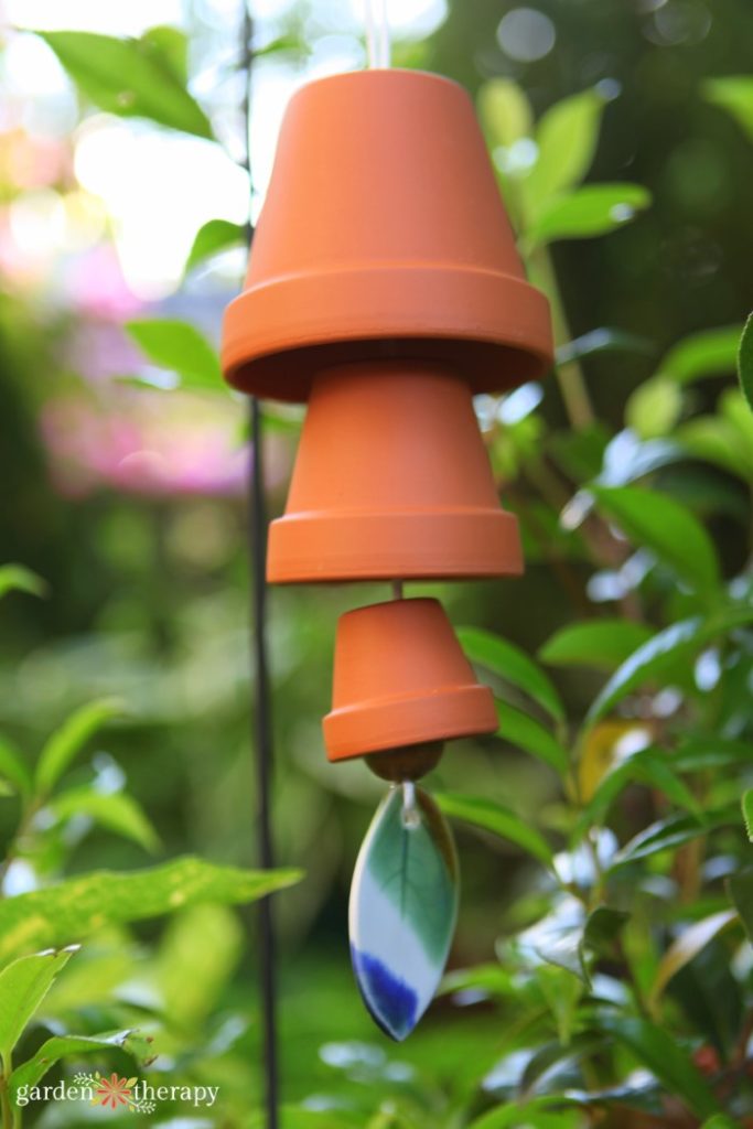 hanging clay pot wind chime