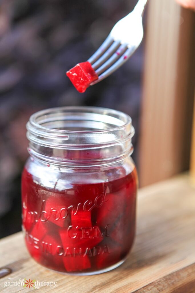 Jar of beets used for sweetener