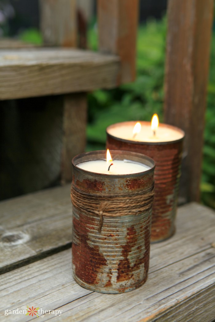 diy citronella candles in old cans