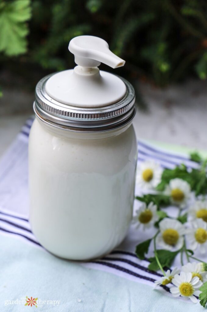 magnesium lotion in a mason jar pump bottle