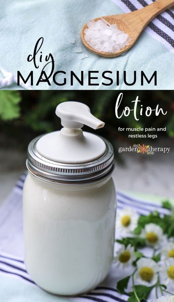 diy magnesium lotion in a mason jar pump bottle