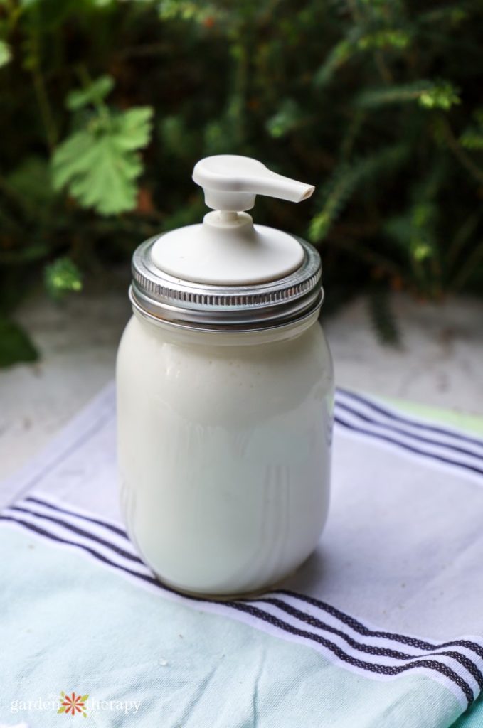 Mason jar filled with diy magnesium lotion