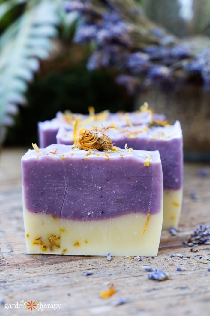 three bars of lemongrass and lavender deodorizing soap