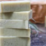 stack of green matcha soap