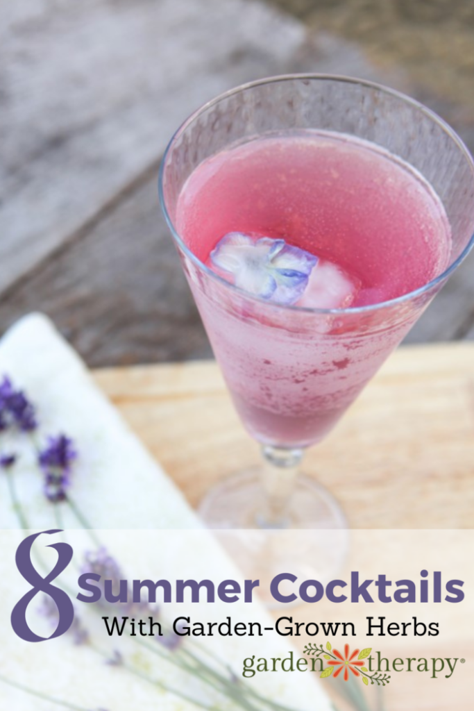 Pin image for summer cocktails featuring herbs from the garden