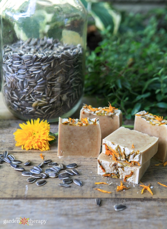 sunflower and turmeric soap