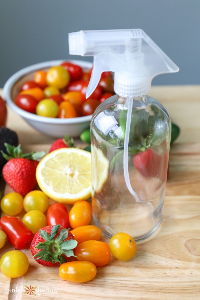 vegetable wash spray with veggies