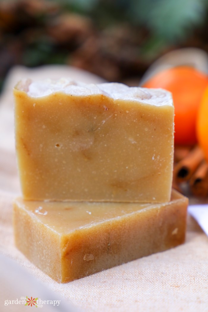 close up of cinnamon soap