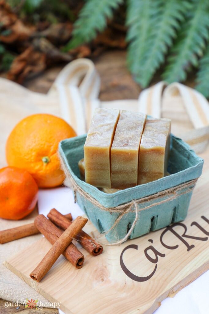 Christmas soap in basket