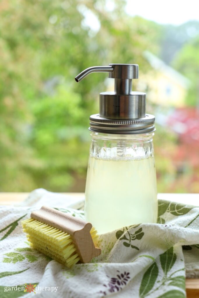 biodegradable soap in a glass jar