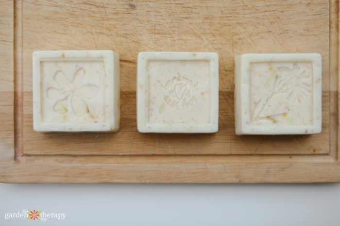 embossed calendula soap