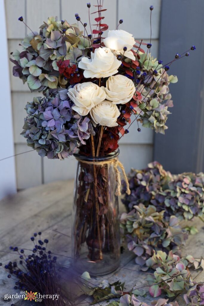 Bouquets of natural dried plants of dried flowers that retain