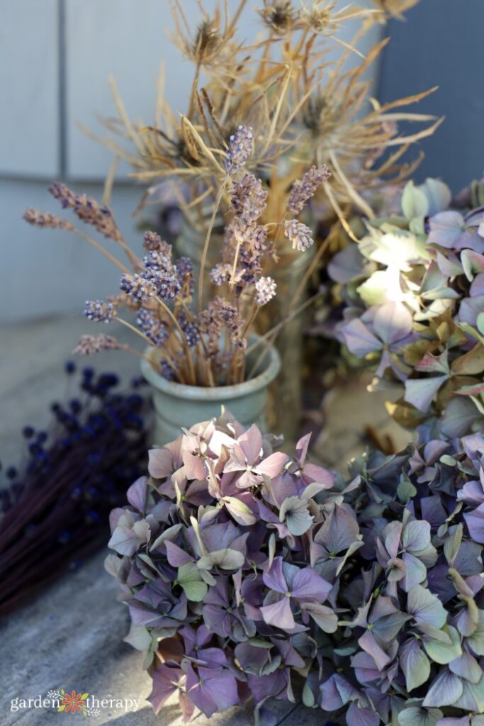 dried flower bud vase arrangement