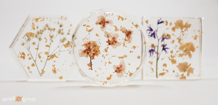 pressed flower coaster