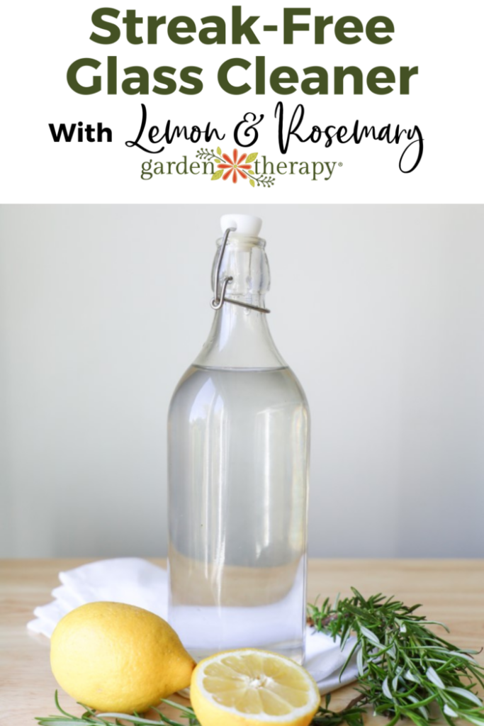 Pin image for streak-free glass cleaner with lemon and rosemary