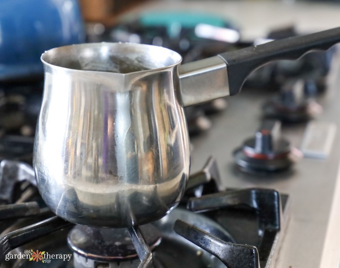 Double boiler with DIY salve