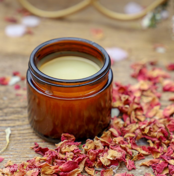 rose beeswax massage balm as homemade Christmas gifts