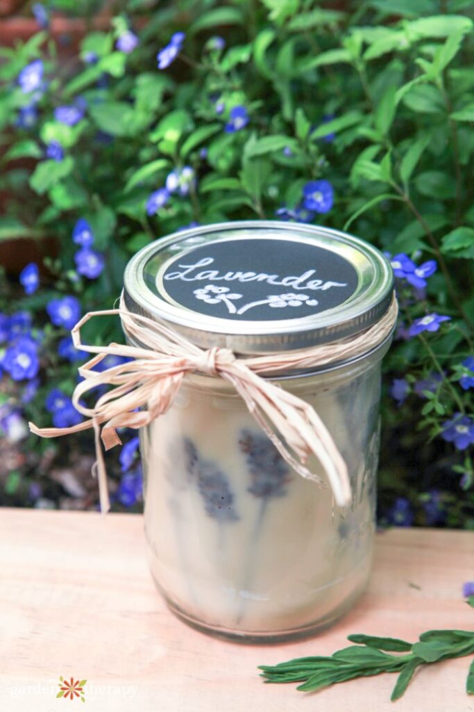 homemade lavender candles as gifts