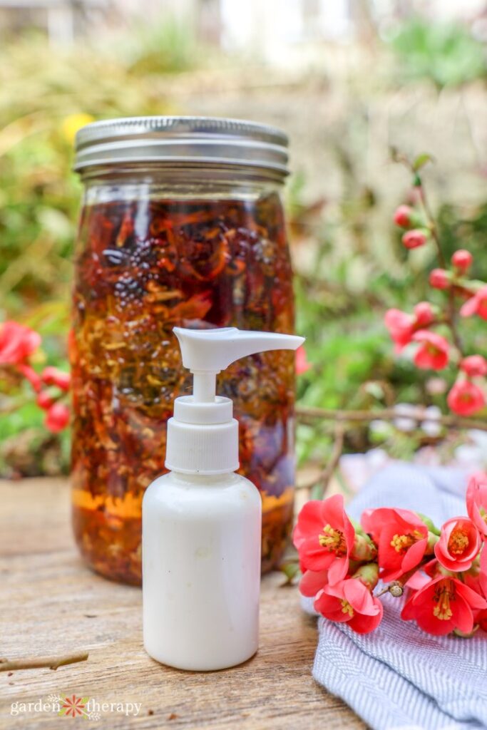 DIY flower cream and flower infused herbal oil