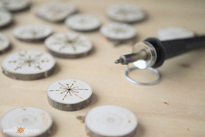 wood burned ornaments with wood burning pen