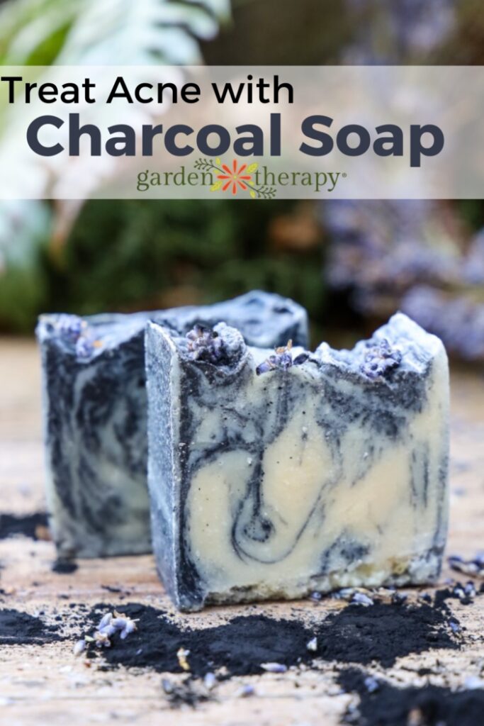 Pin image for DIY charcoal soap to treat acne