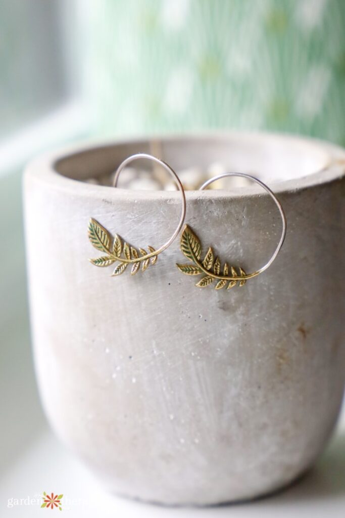 olive leaf hoop earrings