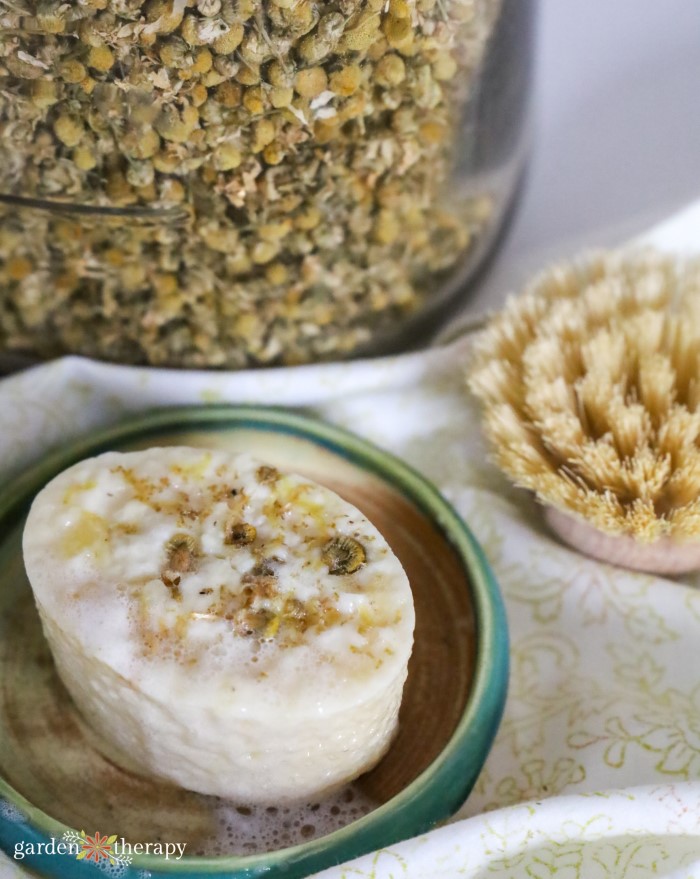 chamomile soap and brush