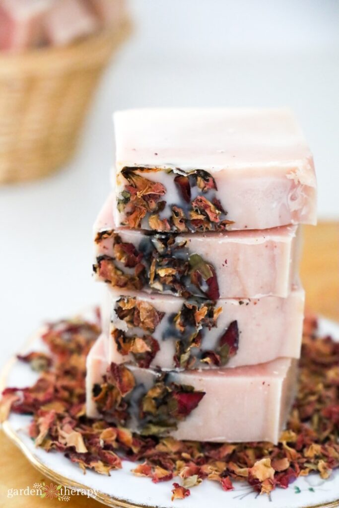 rose petal soap stacked