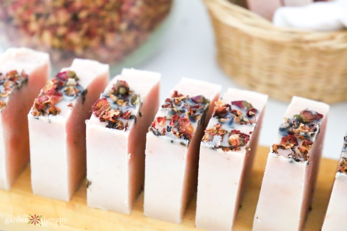 slices of rose soap