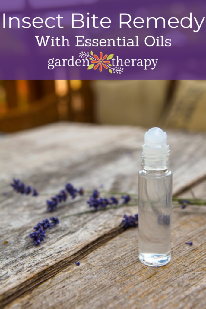 Pin image for homemade insect bite remedy made with essential oils